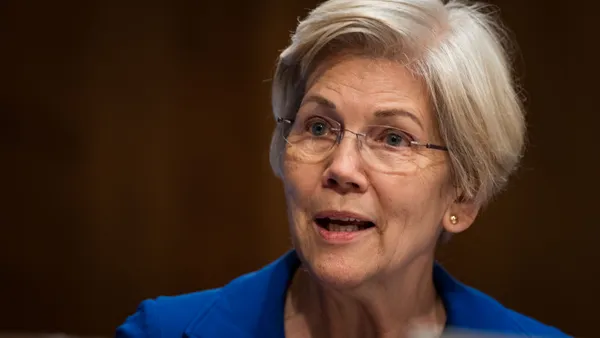 Sen. Elizabeth Warren (D-MA) speaks during a Senate Banking, Housing, and Urban Affairs committee hearing on January 11, 2024 in Washington, DC.