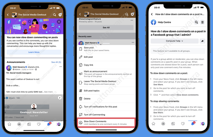 Facebook group comments slow down
