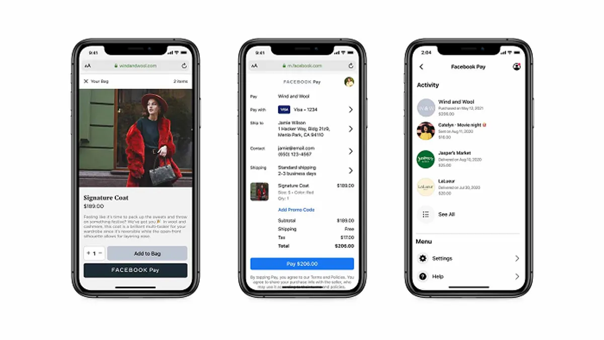 Facebook Pay on websites