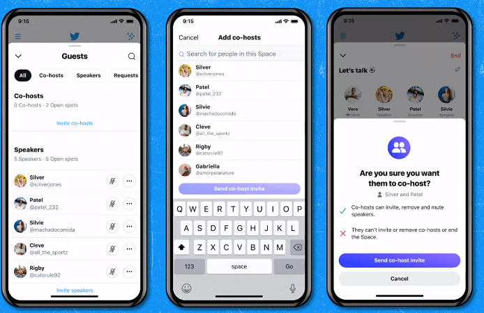 Twitter Spaces co-hosting 