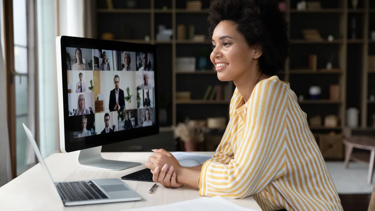 Women talking on video conference call