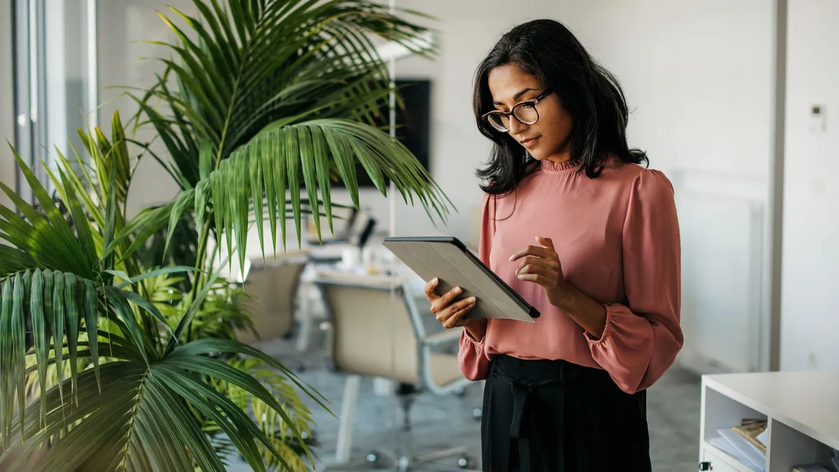 Woman using an iPad