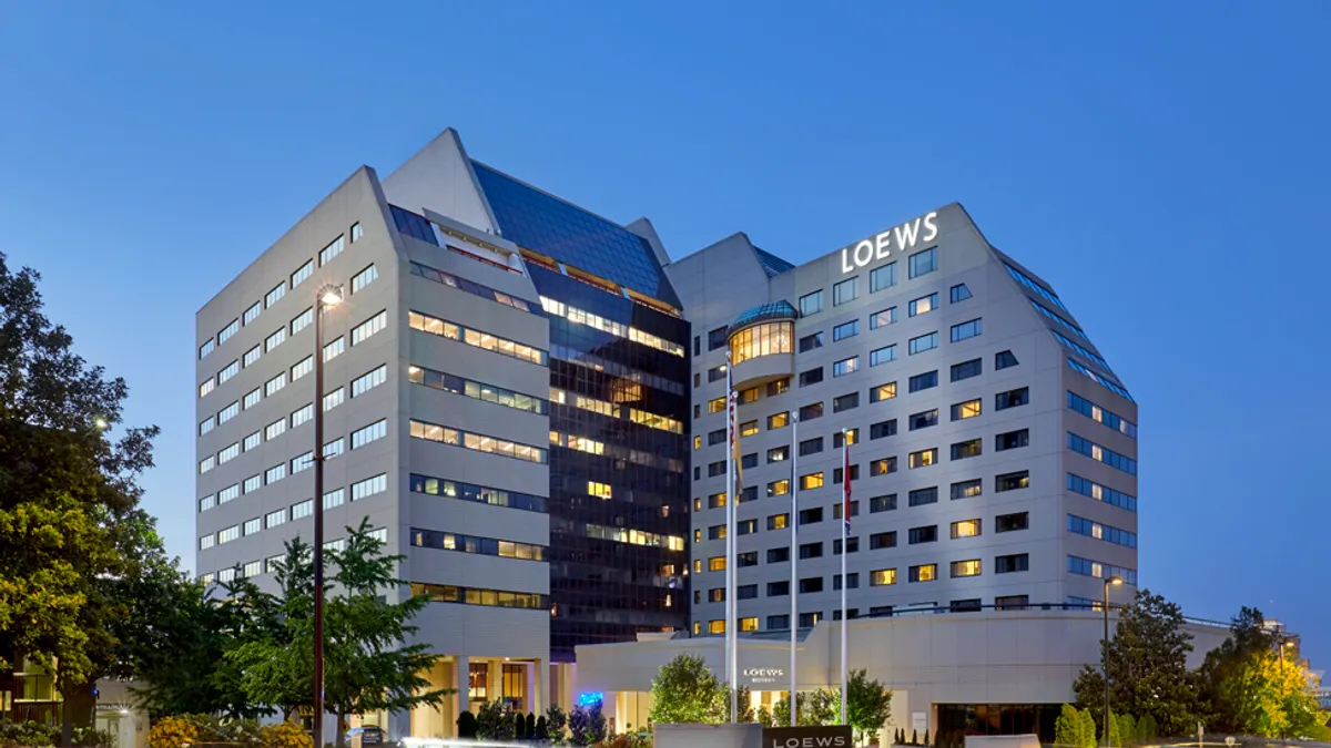 The exterior of a Loews Hotels property.