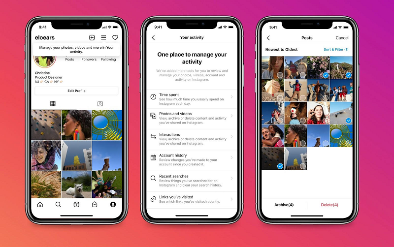Instagram Your Activity dashboard