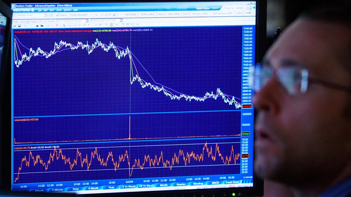 View of declining graph