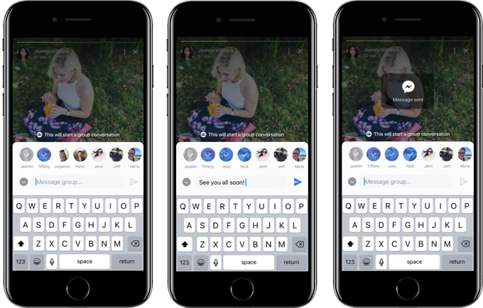 Facebook Stories group discussion share