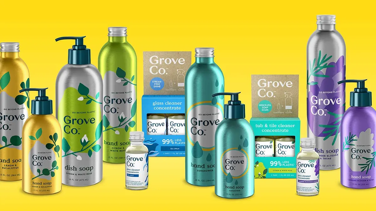 A display of Grove Collaborative's rebranded products.