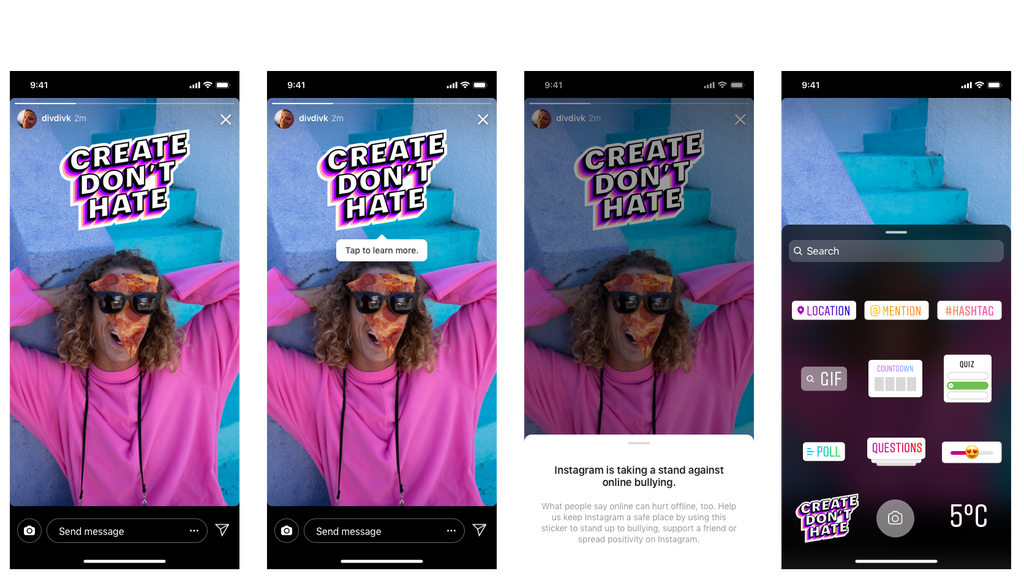 Instagram 'Create Don't Hate' sticker