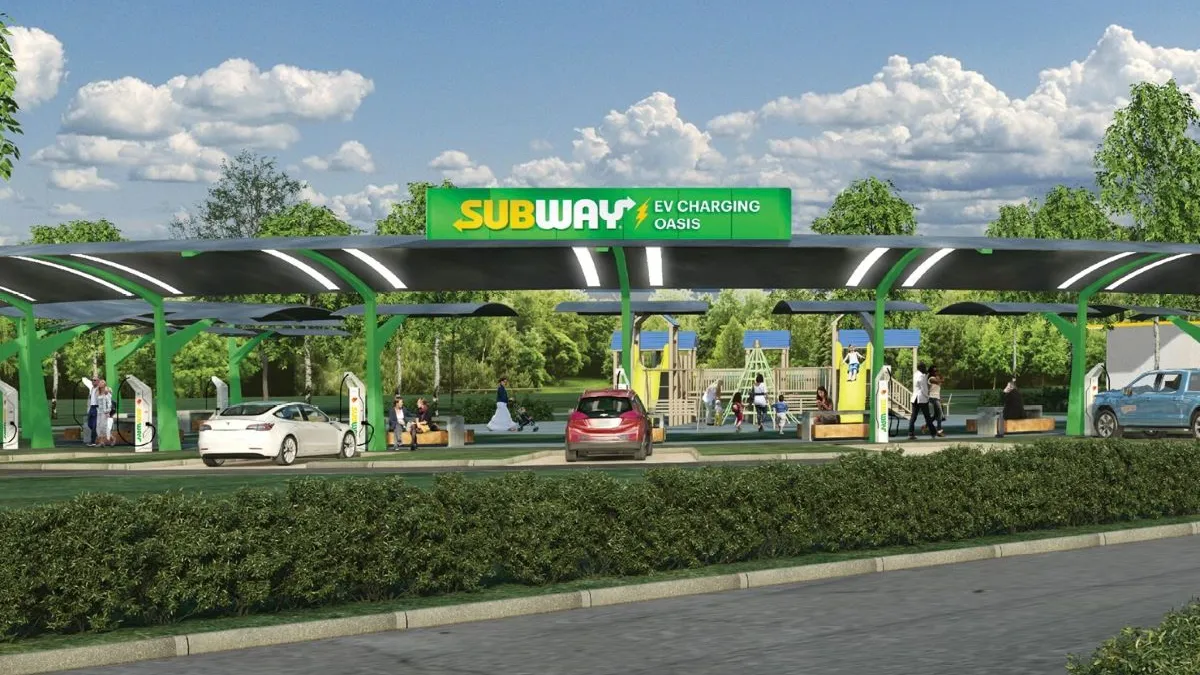 An image of Subway Oasis electric vehicle charging parks.