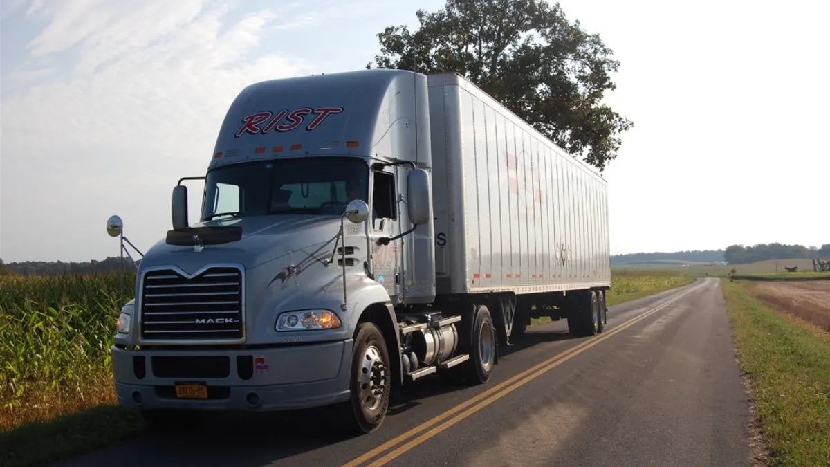 An RIST Transport truck on the road.