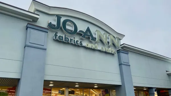 The front of a fabric store.