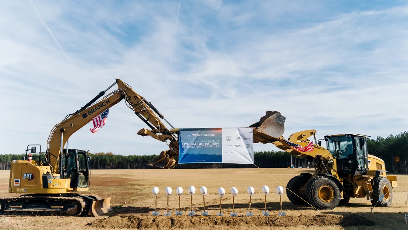 Construction machinery on the site of Microporous' $1.3 billion project