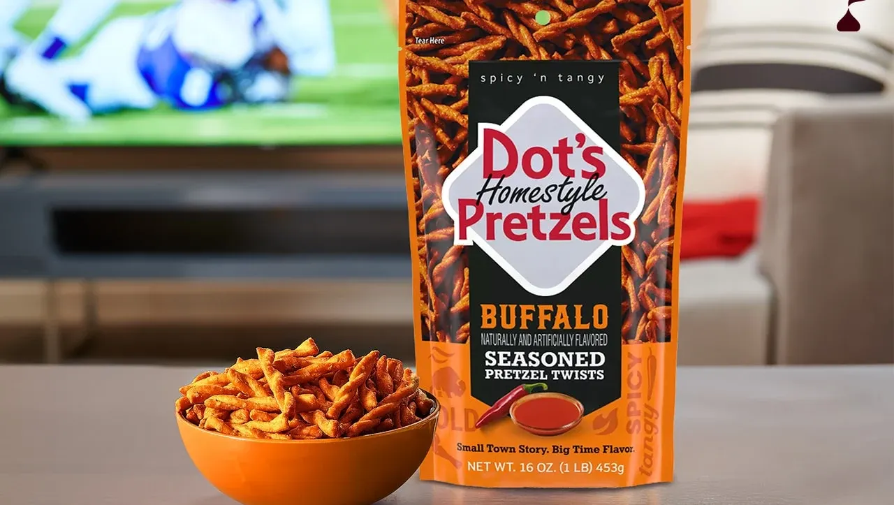 A bag of Hershey's Dot's pretzels.