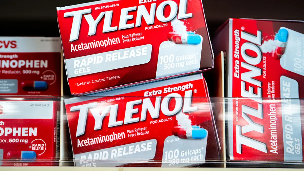 Tylenol is displayed for sale at a CVS Pharmacy on November 03, 2025 in Austin, Texas.