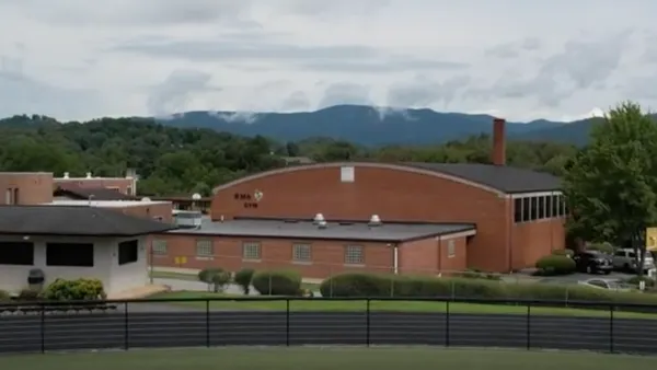 A rural North Carolina middle school complex is pictured in an aerial shot.