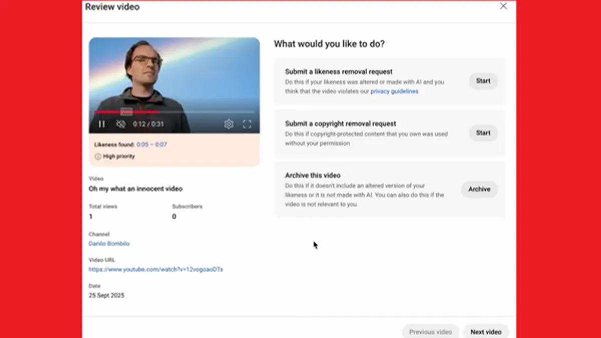 YouTube likeness detection