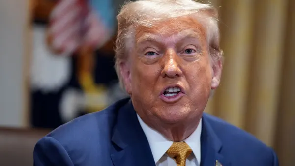 President Donald Trump speaks during a cabinet meeting at the White House on July 8, 2025, in Washington, D.C.