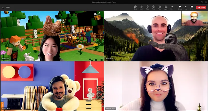 Snapchat Lenses in Microsoft Teams