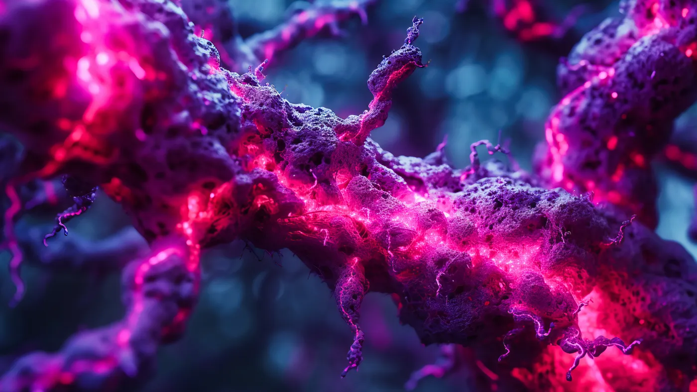 Colorful microscopic view of biological structures