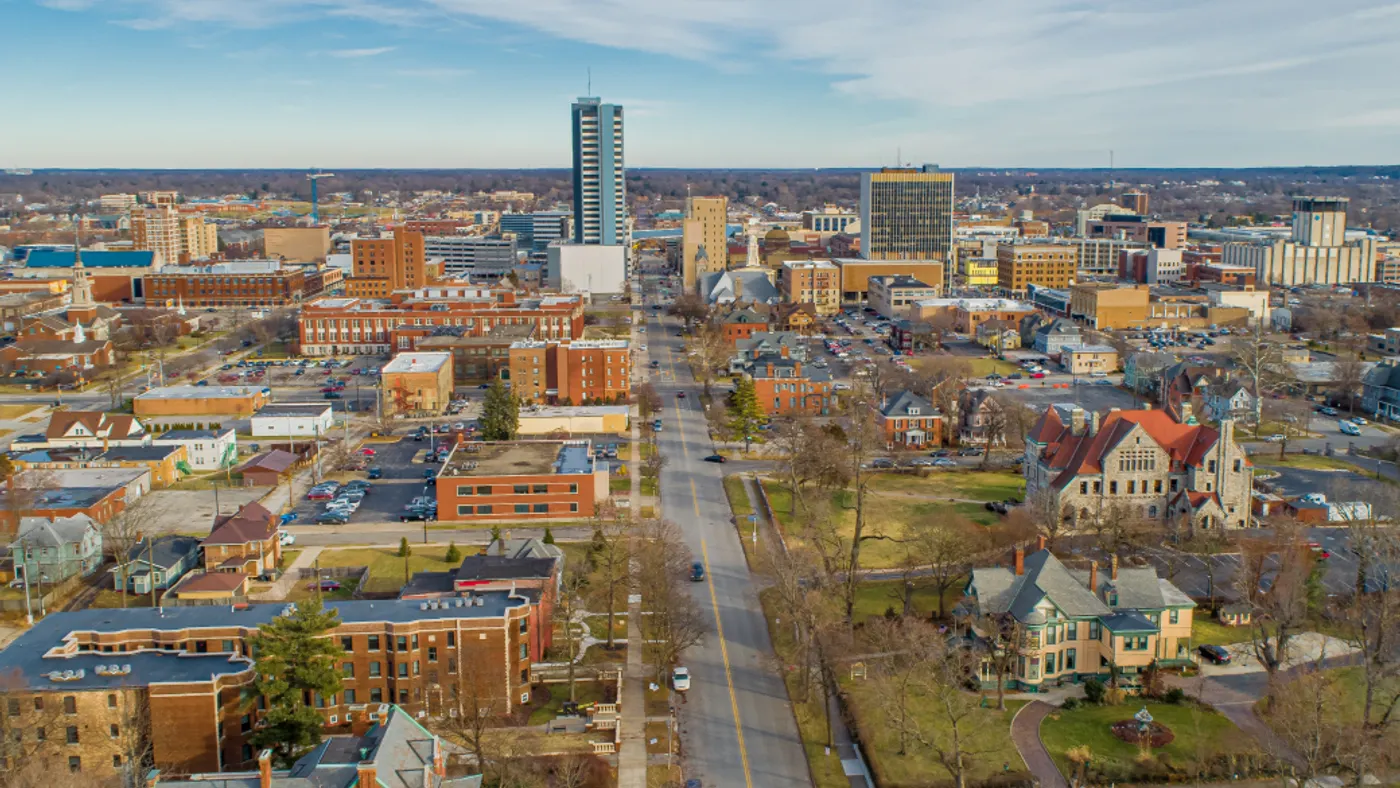 South Bend Indiana Aerial View Looking East