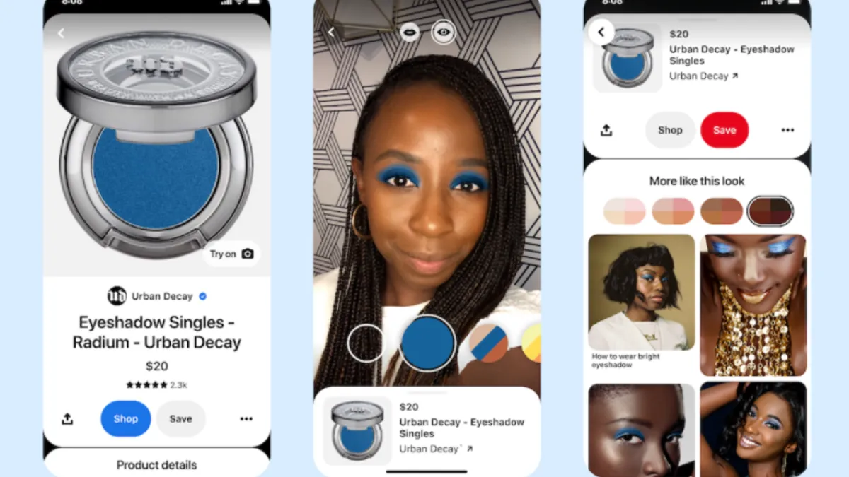 Pinterest introduces AR Try on for eyeshadow.