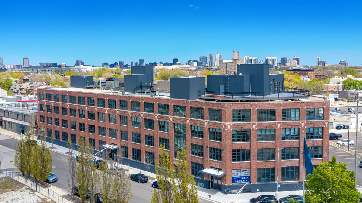 Brick apartment building