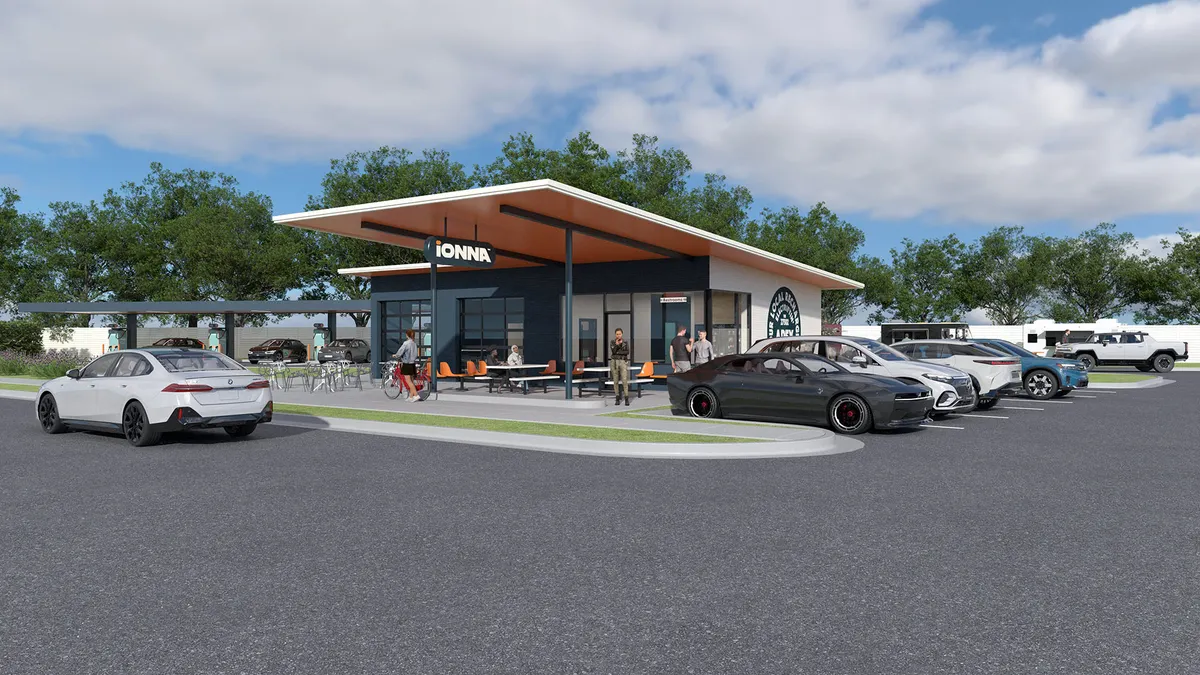Rendering of Ionna’s first Rechargery EV fast-charging station, in Apex, North Carolina.