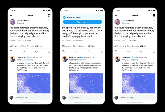 Twitter bookmarks UI