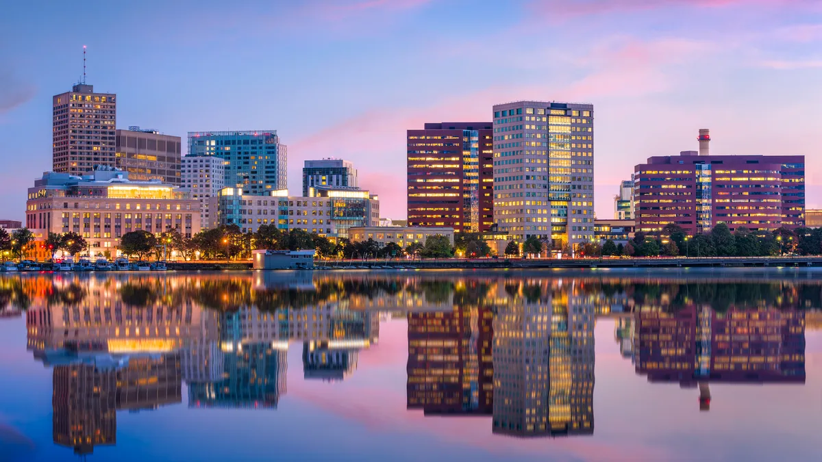 Skyline and reflection in the water