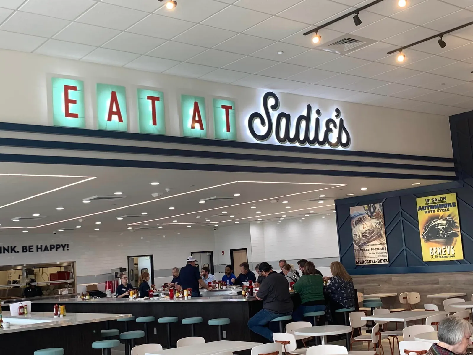 A photo of the interior of Sadie's Diner, inside a Sprint Mart building in Vance, Alabama.