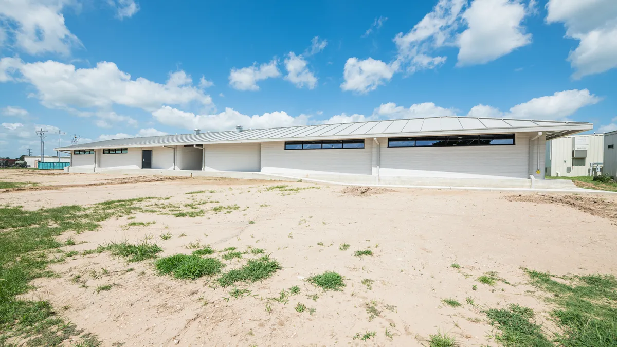 An outside shot of the barracks constructed by ICON.