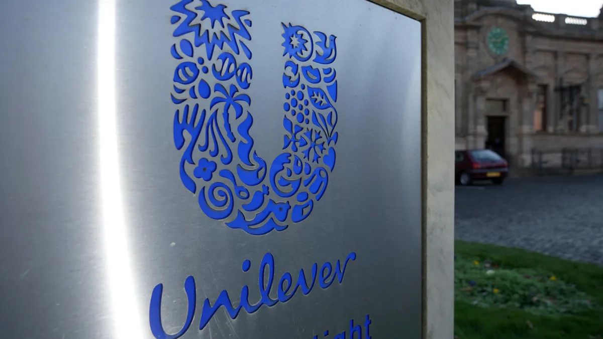 A close up of Unilever's logo.