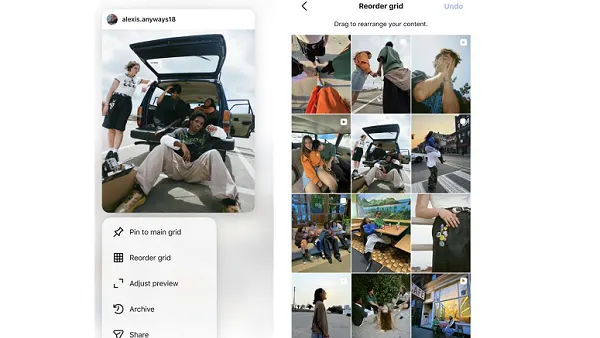 Instagram grid rearrange