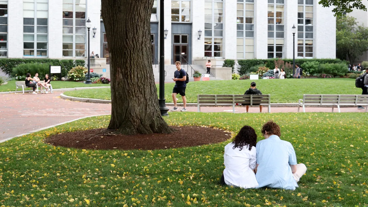 College students at Northeastern University's campus.