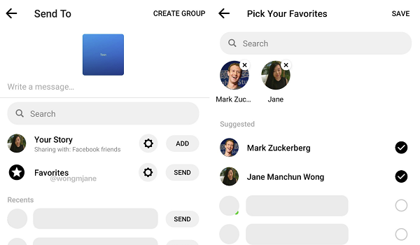 Facebook Stories favorites