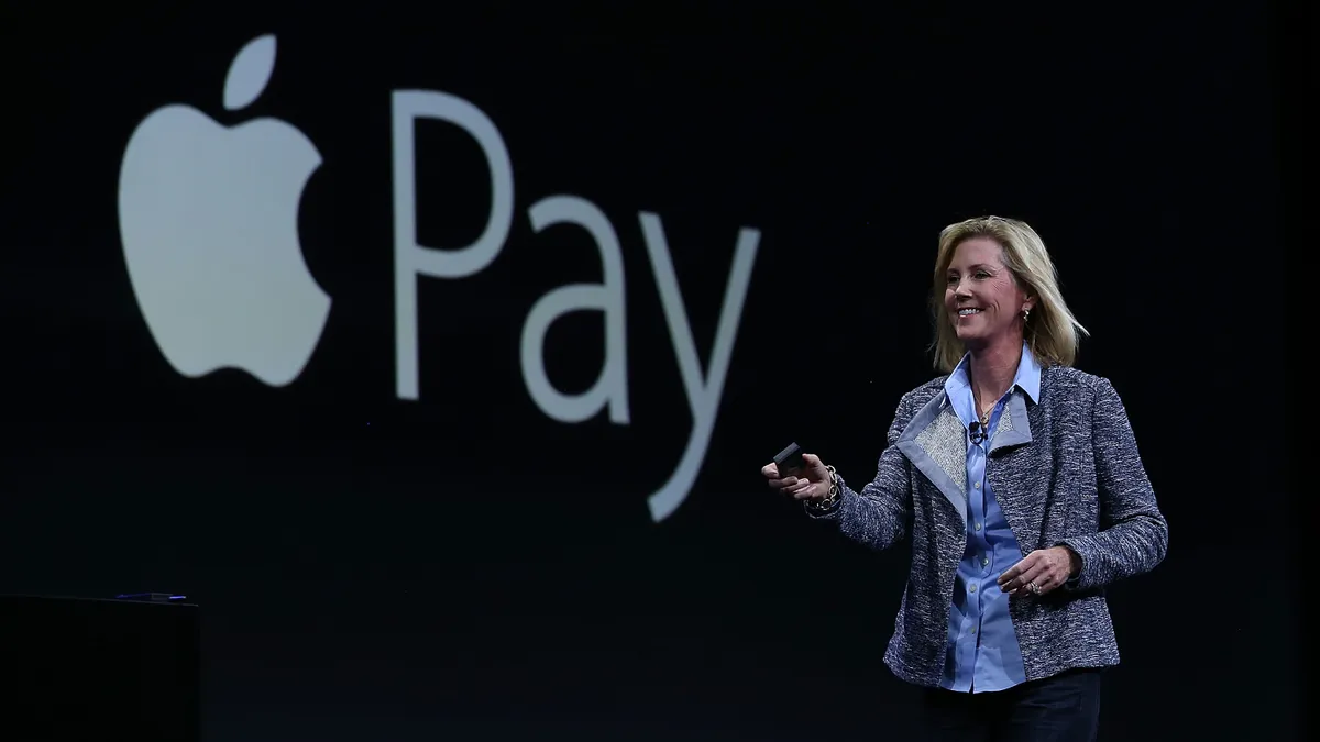 Apple Vice President Jennifer Bailey speaking at the WWDC conference in 2015