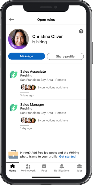 LinkedIn hiring frame
