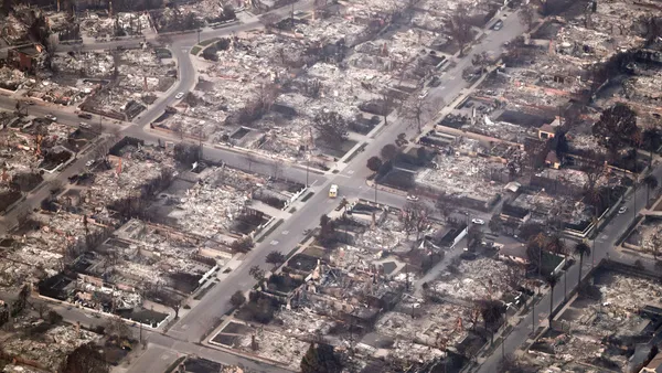 An aerial view shows the Pacific Palisades area of Los Angeles destroyed by wildfire this week.