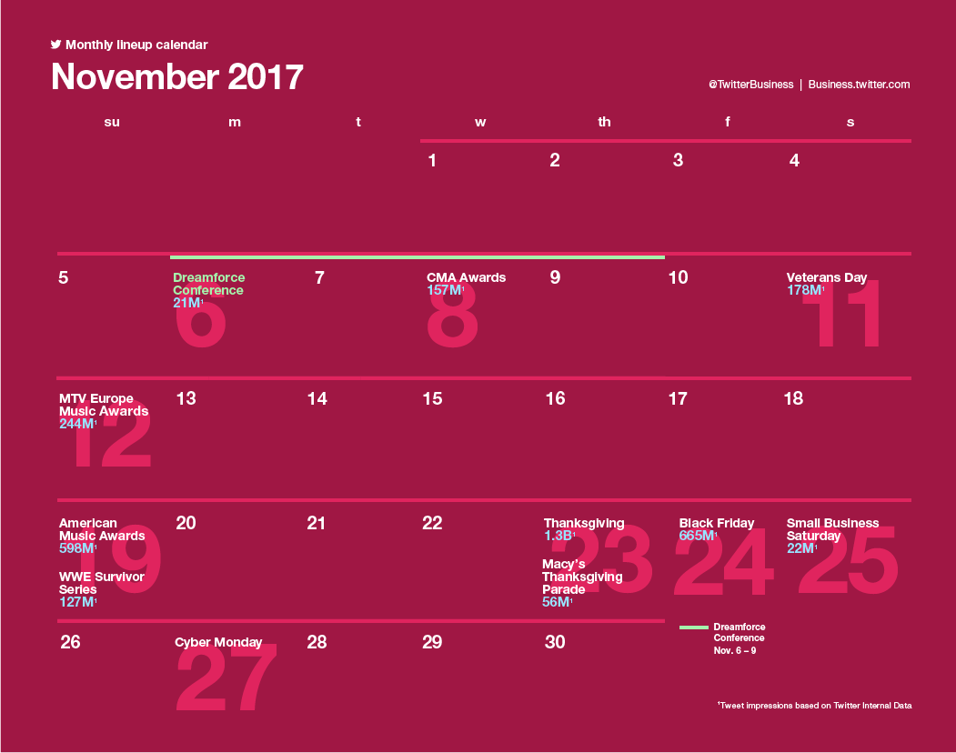 Twitter Releases Major Events Calendar for November to Help with Strategic Planning | Social Media Today