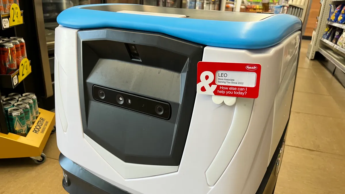 A photo of an ICE Cobotics robot in a Kum & Go store.