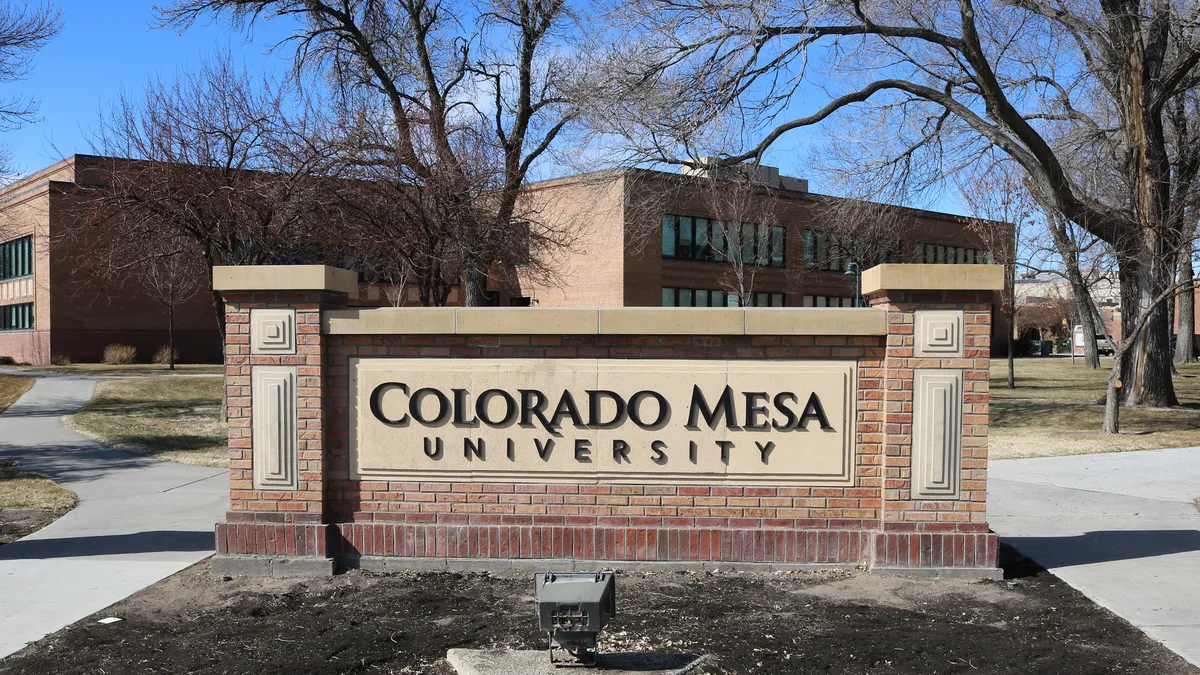 A sign at Colorado Mesa University.