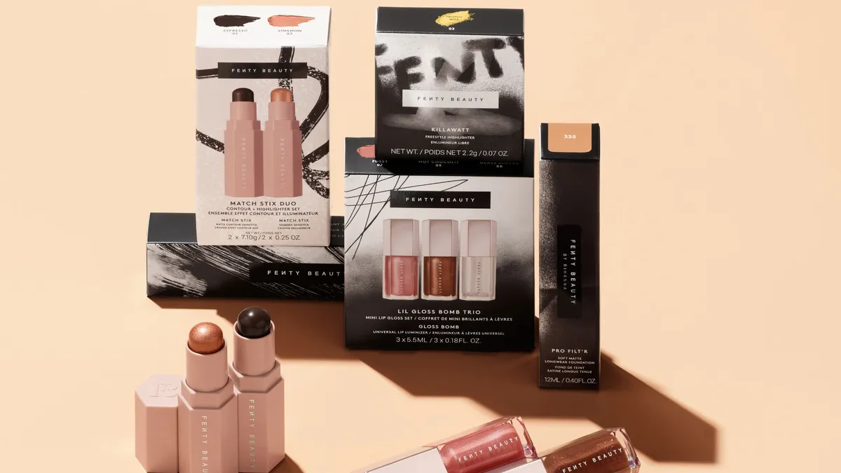 Various cosmetics, in a variety of shades