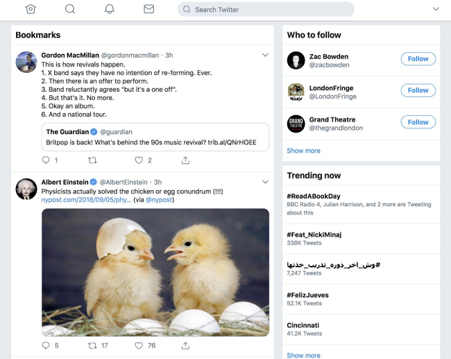 Twitter Bookmarks on the web