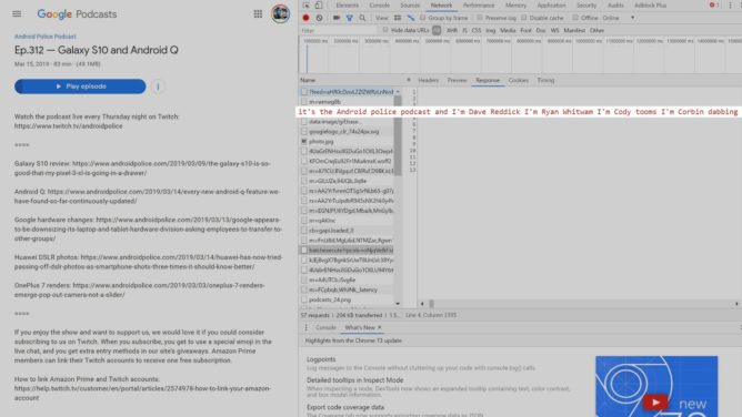 Google transcripts of podcasts