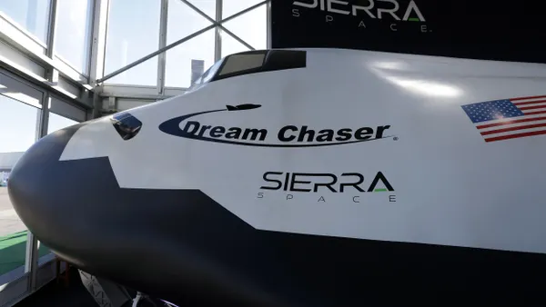The Sierra Space Dream Chaser spaceplane at CES 2022 at the Las Vegas Convention Center on Jan. 6, 2022.