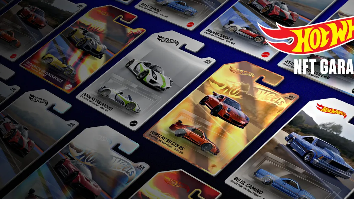 Several rows of digital Hot Wheels trading cards.