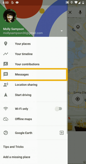 Google Maps Messages