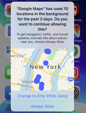 iOS 13 location data map