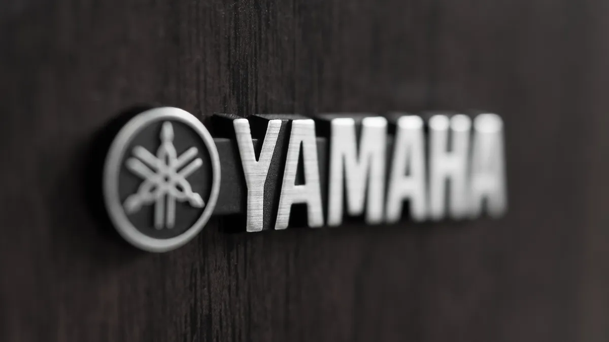 closeup of a Yamaha logo