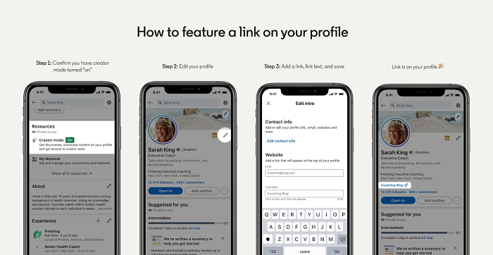 LinkedIn links on profiles